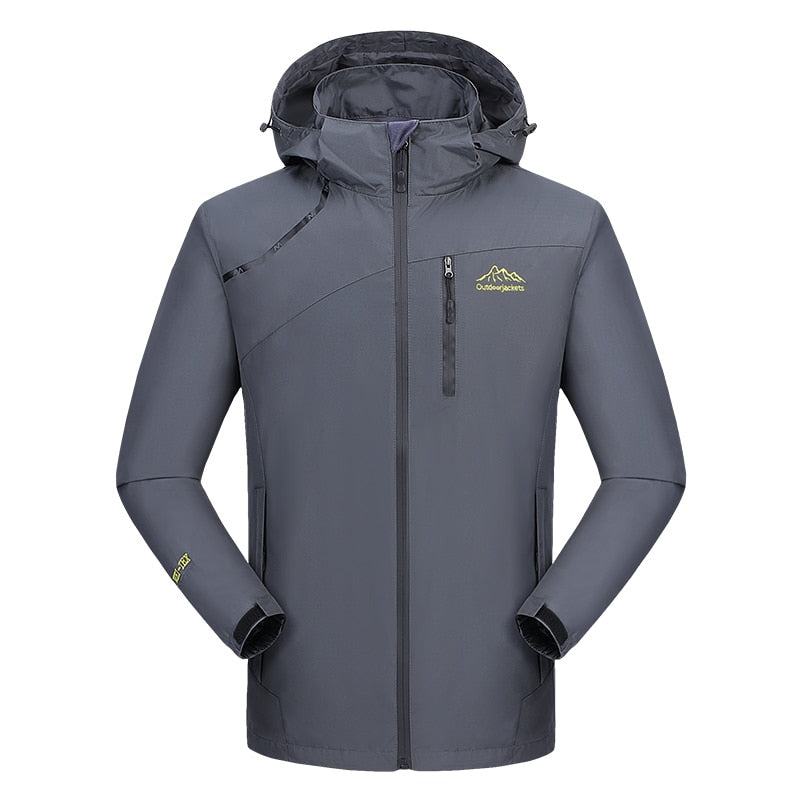 Softshell  Windbreaker Hiking Jacket for men and women Waterproof Camping & Trekking Climbing Rain Coat grey