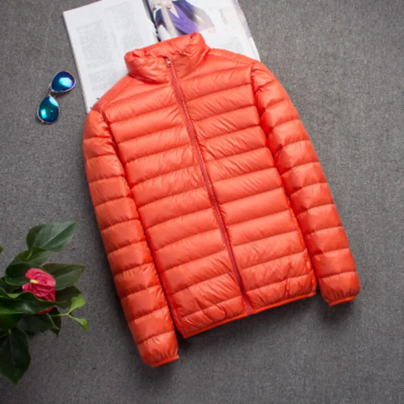 Autumn Winter Ultra-thin Lightweight Hooded /Hoodless Jacket for Men and Women orange 