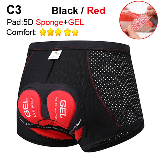 Buy c3-red NEWBOLER 5D Gel Pad Shockproof Cycling Shorts Breathable Mesh cycling shorts