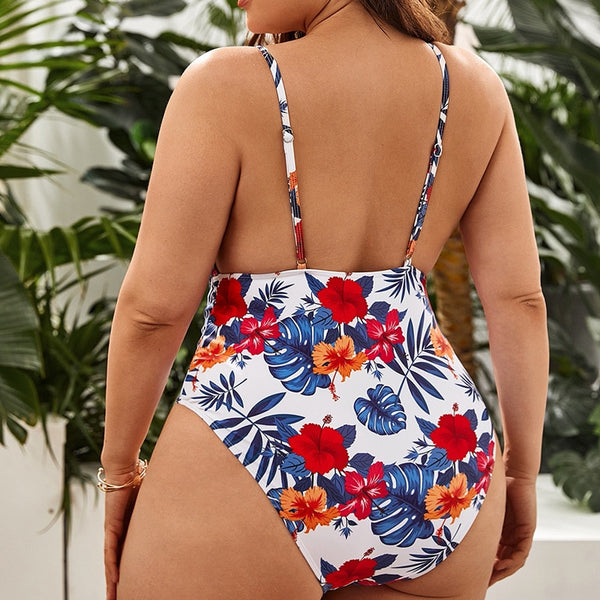 One Piece Plus Size Swimwear Printed Bathing Swimming Swim Suit 4XL