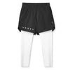 Compression 2 in 1 Double-deck Leggings & Shorts combo for Gym and Running white leggings 