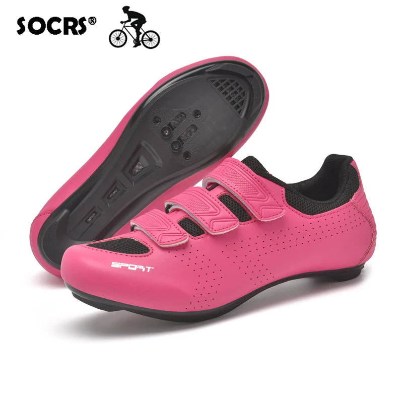 Women Cycling Shoes for Road or Mountain bike- With Cleats,  Cleatless, or flat rubber pink 