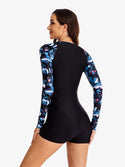 Sports One Piece Rashguard Swimsuits for women Boyleg Surf Swimming Suits for Women 