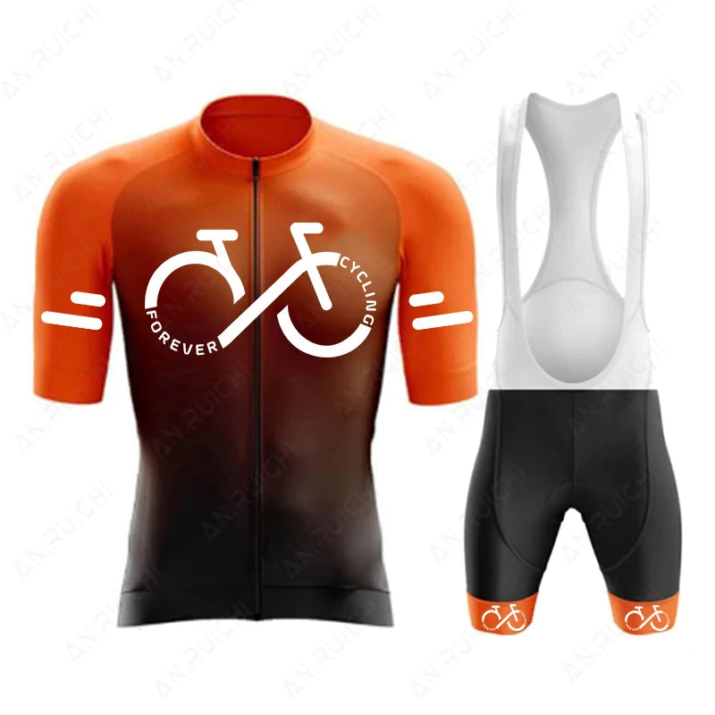Short Sleeve Cycling Jersey Set  Summer Cycling Clothing Gradient Colour for Men