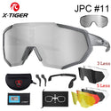 X-TIGER Polarized Lens Cycling Glasses 3 or 5 lens Photochromic Sunglasses Bicycle Goggles silver 