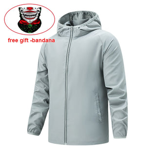 Compra light-gray Hiking Windbreaker Waterproof Jacket Reflective Coat for Men and Women