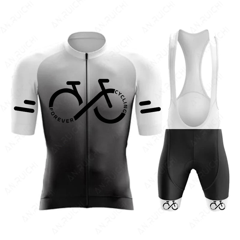 Short Sleeve Cycling Jersey Set  Summer Cycling Clothing Gradient Colour for Men white jersey