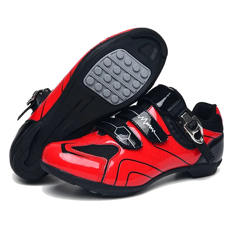 Flat Cycling Shoes  Non-slip Rubber Cleatless cycling shoes for Men and Women red