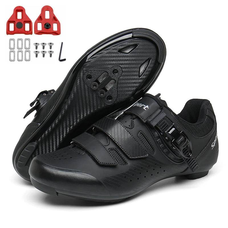 Professional Cycling Shoes Flat Cleat Self-Locking cycling shoes for men black