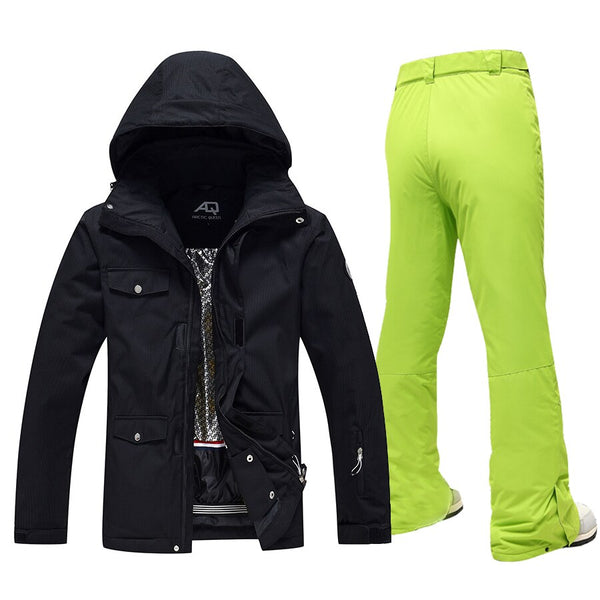 -30 Degree Ski Suit for Women  Warm Waterproof Jackets and Pants Ski set for Women lime green pants 