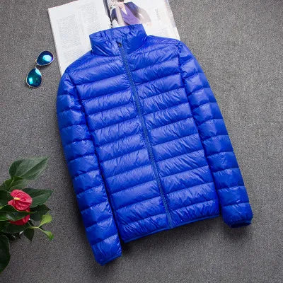 Autumn Winter Ultra-thin Lightweight Hooded /Hoodless Jacket for Men and Women light blue 