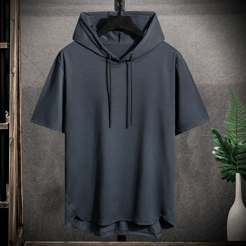 Quick-Dry GYM T-Shirt Sports Streetwear Fashion Oversized 4XL Hoodie T Shirt Black 2023 Summer Short Sleeves Top Tees Tshirt