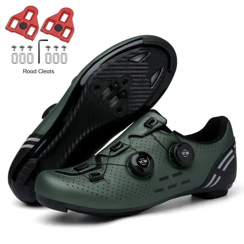 Carbon Sole Road Cycling Shoes with Cleats for Men and Women moon grey 