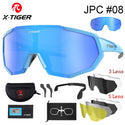 X-TIGER Polarized Lens Cycling Glasses 3 or 5 lens Photochromic Sunglasses Bicycle Goggles blue lens blue frame