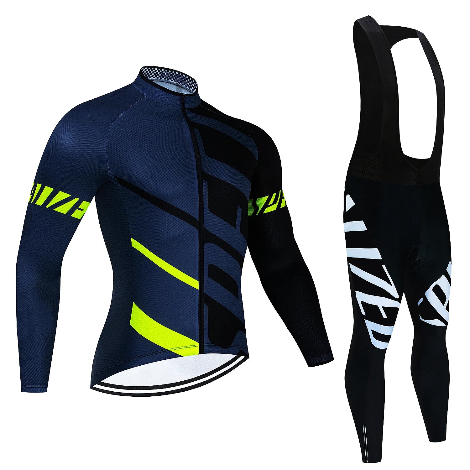 Long Sleeve Cycling Jersey Set MTB Bike Clothing Cycle Uniform Kit green and black