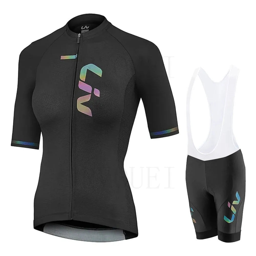 Cycling Jerseys and bib sets for Women Breathable summer Cycling Clothing black cycling jersey for women