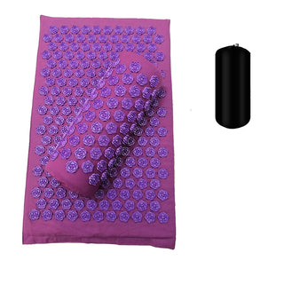 Buy lotus-purple-set Massager Cushion and Massage Yoga Mat Acupressure Back Stress Relieve Mat