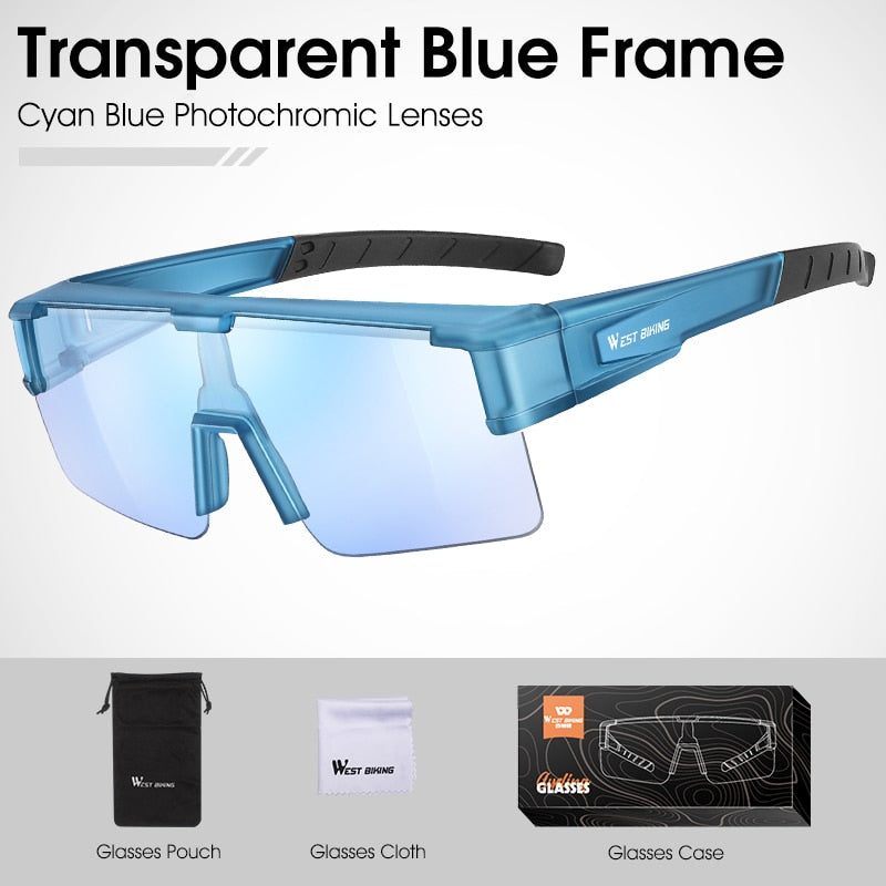 WEST BIKING Myopic Polarized Square Cycling Sunglasses for Men Photochromic Goggles