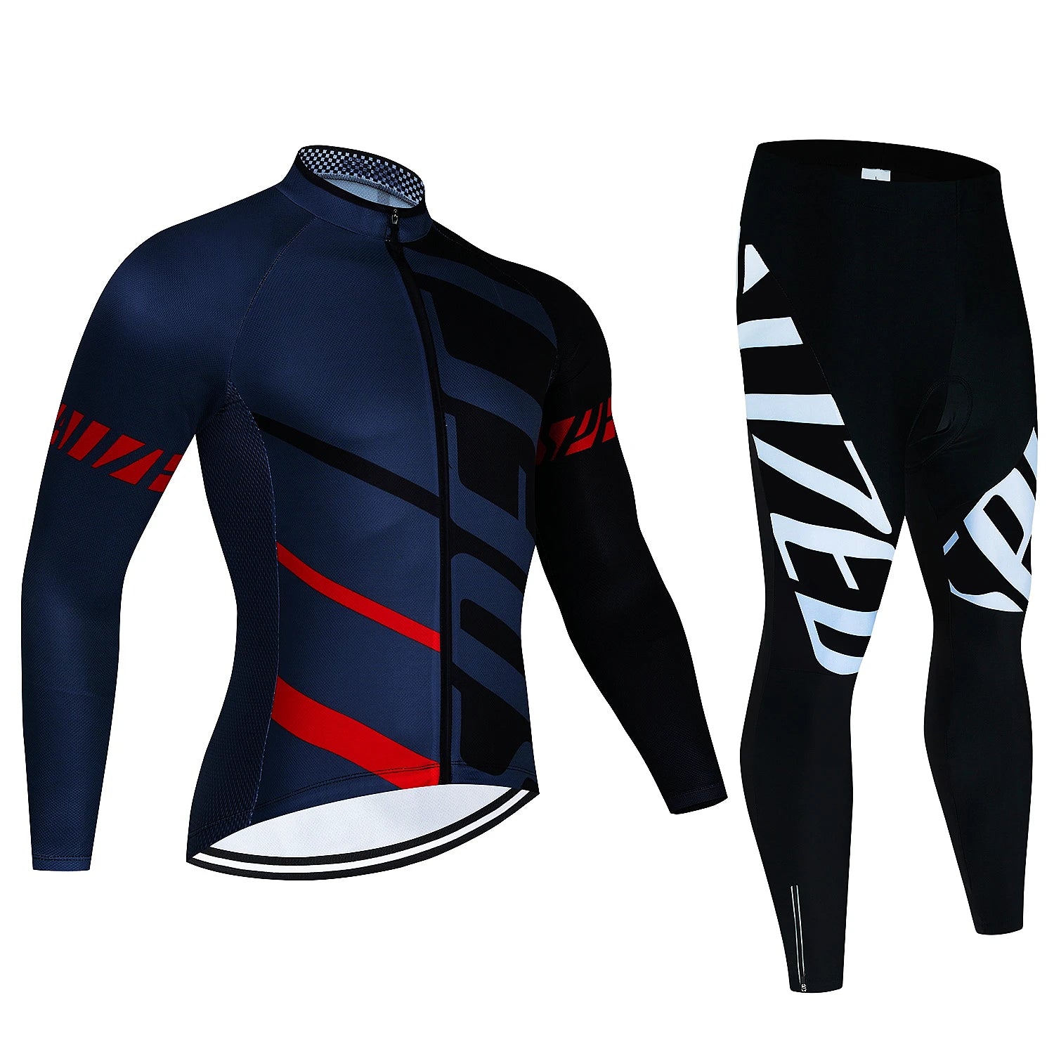 Long Sleeve Cycling Jersey Set MTB Bike Clothing Cycle Uniform Kit red and black