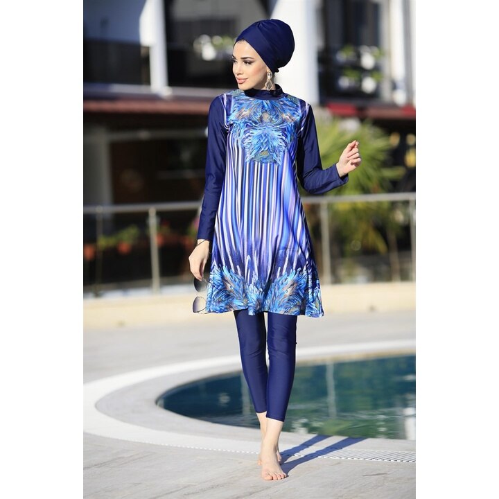 Acheter mf754-3pcs Muslim Modest Swimwear Hijab Swimsuit Cover Ups Hijabs For Woman Burkini Islamic Long Sleeve