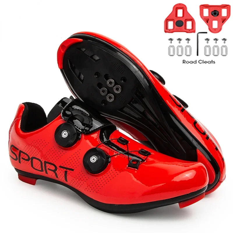 Unisex Cycling  Shoes Self-Locking red