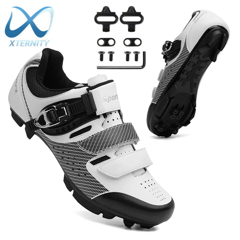 Professional Road Cycling Shoes Flat Cleat SPD for Men white 