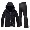 -30 Degree Ski Suit for Women  Warm Waterproof Jackets and Pants Ski set for Women black set 