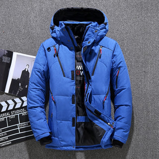 Thermal Ski Suit for Men Windproof Skiing Jacket and Bibs Pants Set for Men  blue jacket 