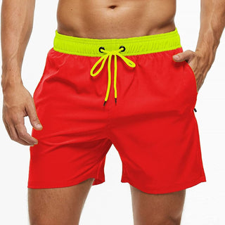 Buy kc-yd5-green-red Beach Shorts Elastic Closure Quick Dry Swim Shorts For Men