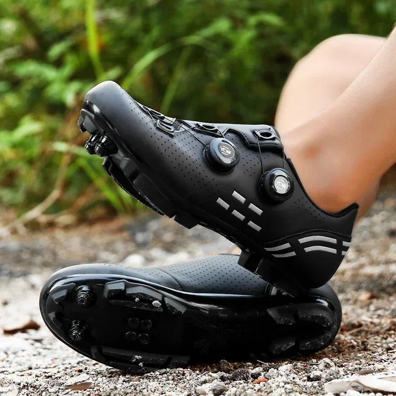Carbon Sole Road Cycling Shoes with Cleats for Men and Women on model 