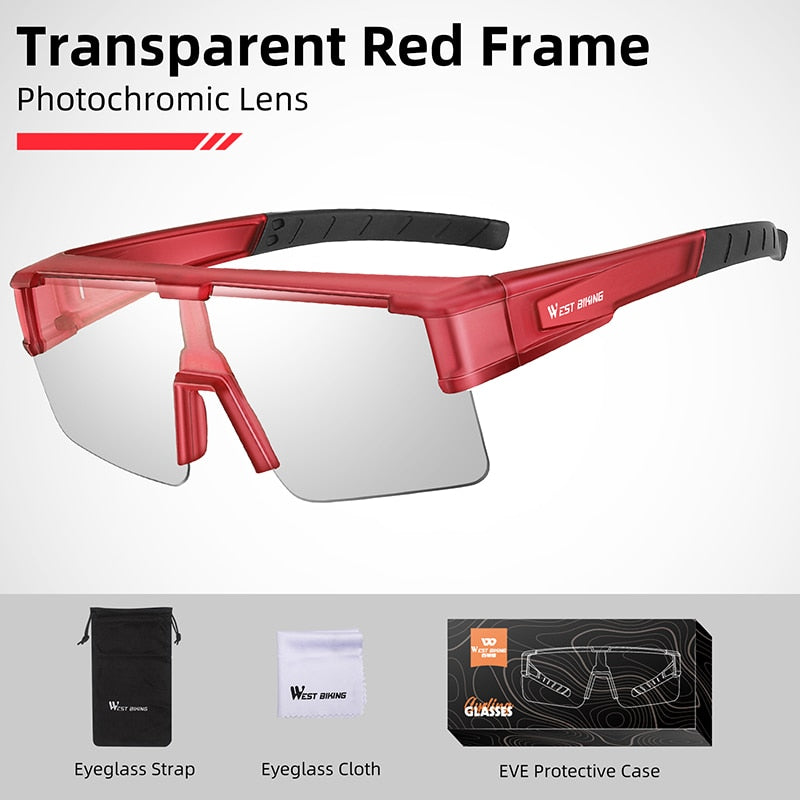 WEST BIKING Myopic Polarized Square Cycling Sunglasses for Men Photochromic Goggles