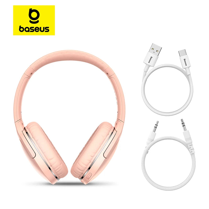 Foldable Headphones Baseus D02 Pro Wireless Bluetooth Earphones Foldable pink 
