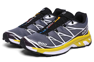  Salomon XT6 ADVANCED Light Running Trainers Silver & Yellow pair