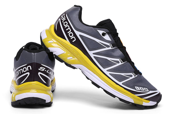  Salomon XT6 ADVANCED Light Running Trainers Silver & Yellow top
