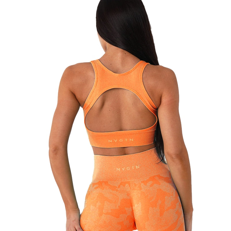 NVGTN Eclipse Seamless Spandex Bra Top Fitness Elastic Breathable bralette orange