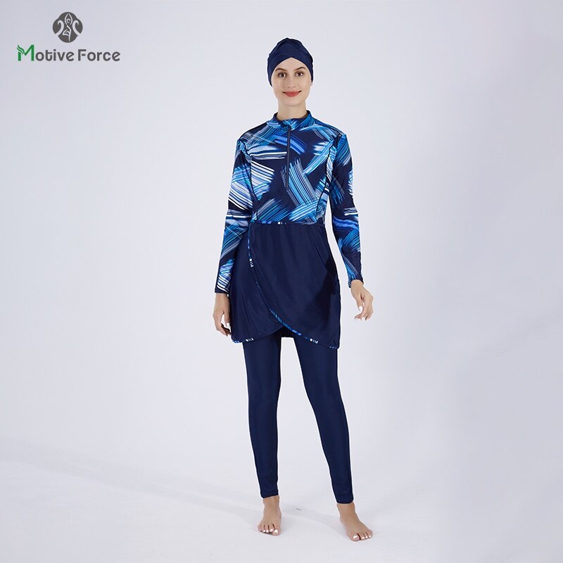 3pcs Muslim Swimwear Long Sleeve Sport Swimsuit  Nylon Burkini