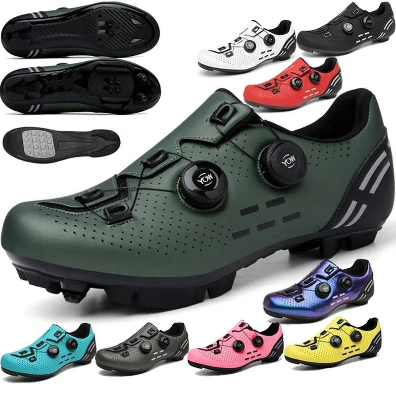 Carbon Sole Road Cycling Shoes with Cleats for Men and Women 