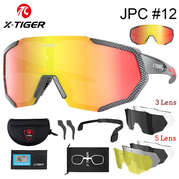 X-TIGER Polarized Lens Cycling Glasses 3 or 5 lens Photochromic Sunglasses Bicycle Goggles orange 