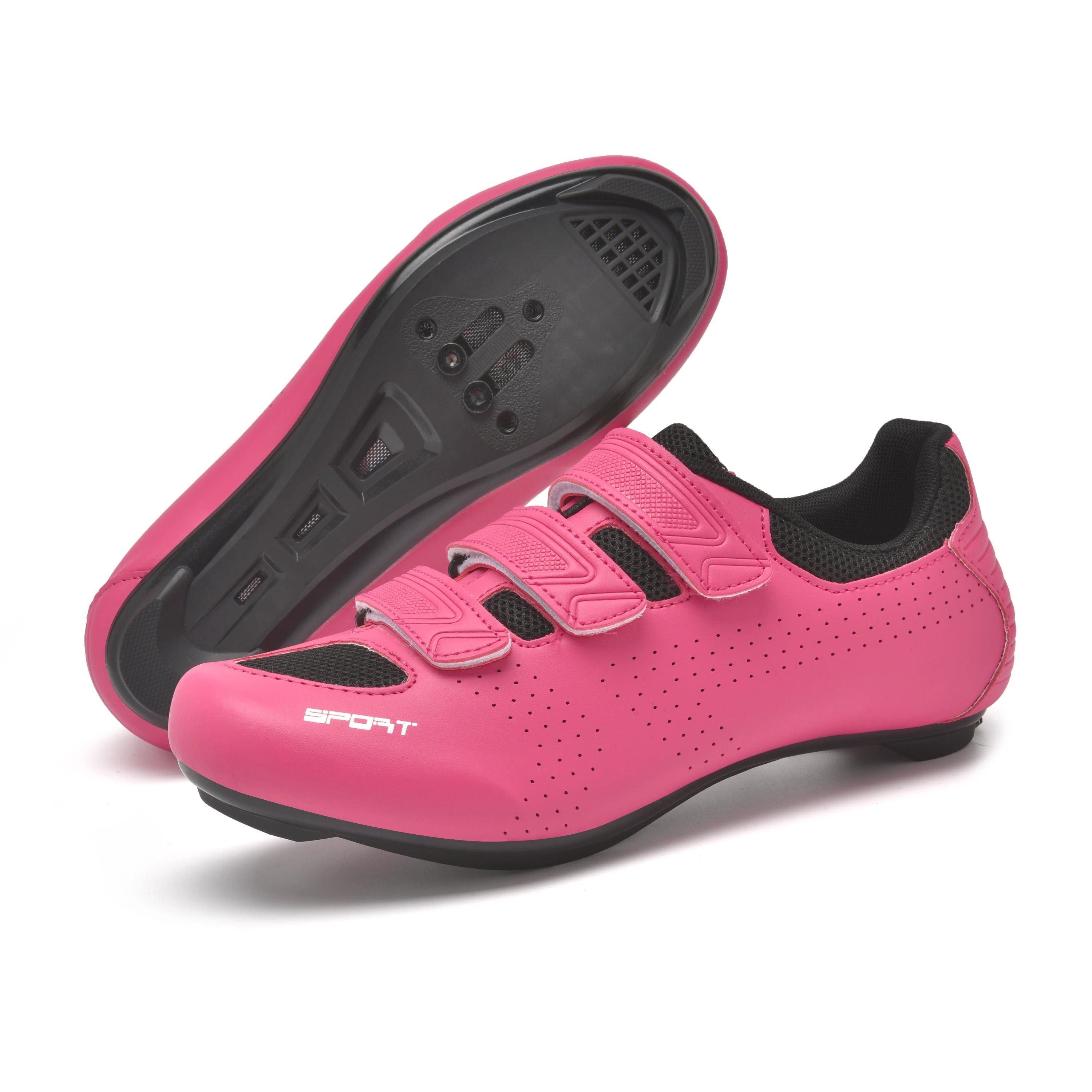 Women Cycling Shoes for Road or Mountain bike- With Cleats,  Cleatless, or flat rubber pink pair