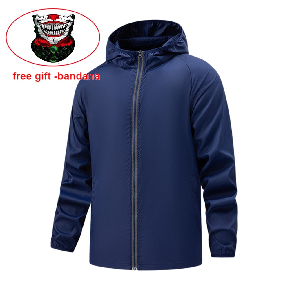 Buy navy-blue Hiking Windbreaker Waterproof Jacket Reflective Coat for Men and Women
