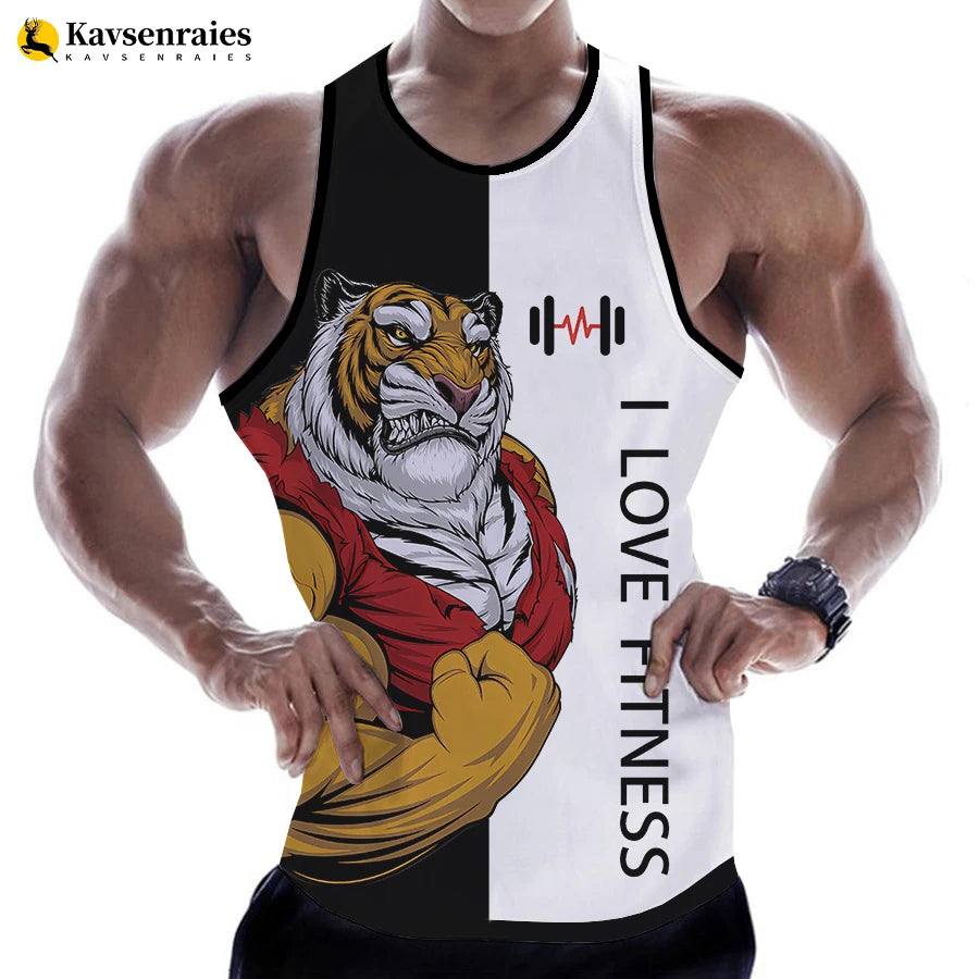 Animal Print Love Fitness gym Vest for Men