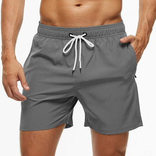 Buy kcyd5-grey-white Beach Shorts Elastic Closure Quick Dry Swim Shorts For Men