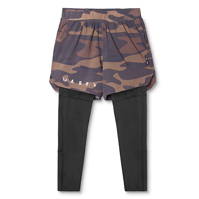 Compression 2 in 1 Double-deck Leggings & Shorts combo for Gym and Running camouflage shorts 