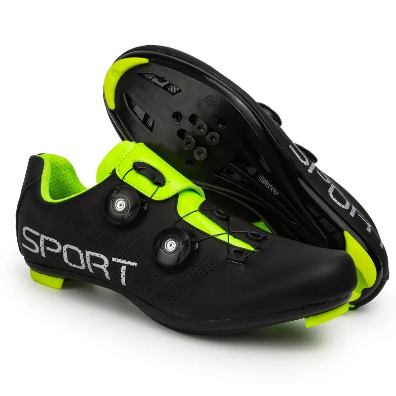 Unisex Cycling  Shoes Self-Locking black and green