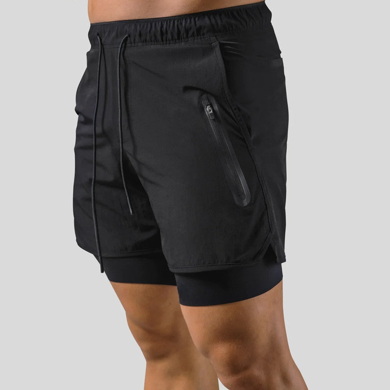 2 In1 Double Layer Quick Dry Fitness & Gym Shorts for Men