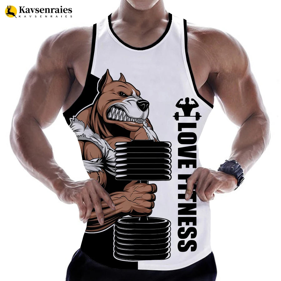 Rottweiler Love Fitness gym Vest for Men white 