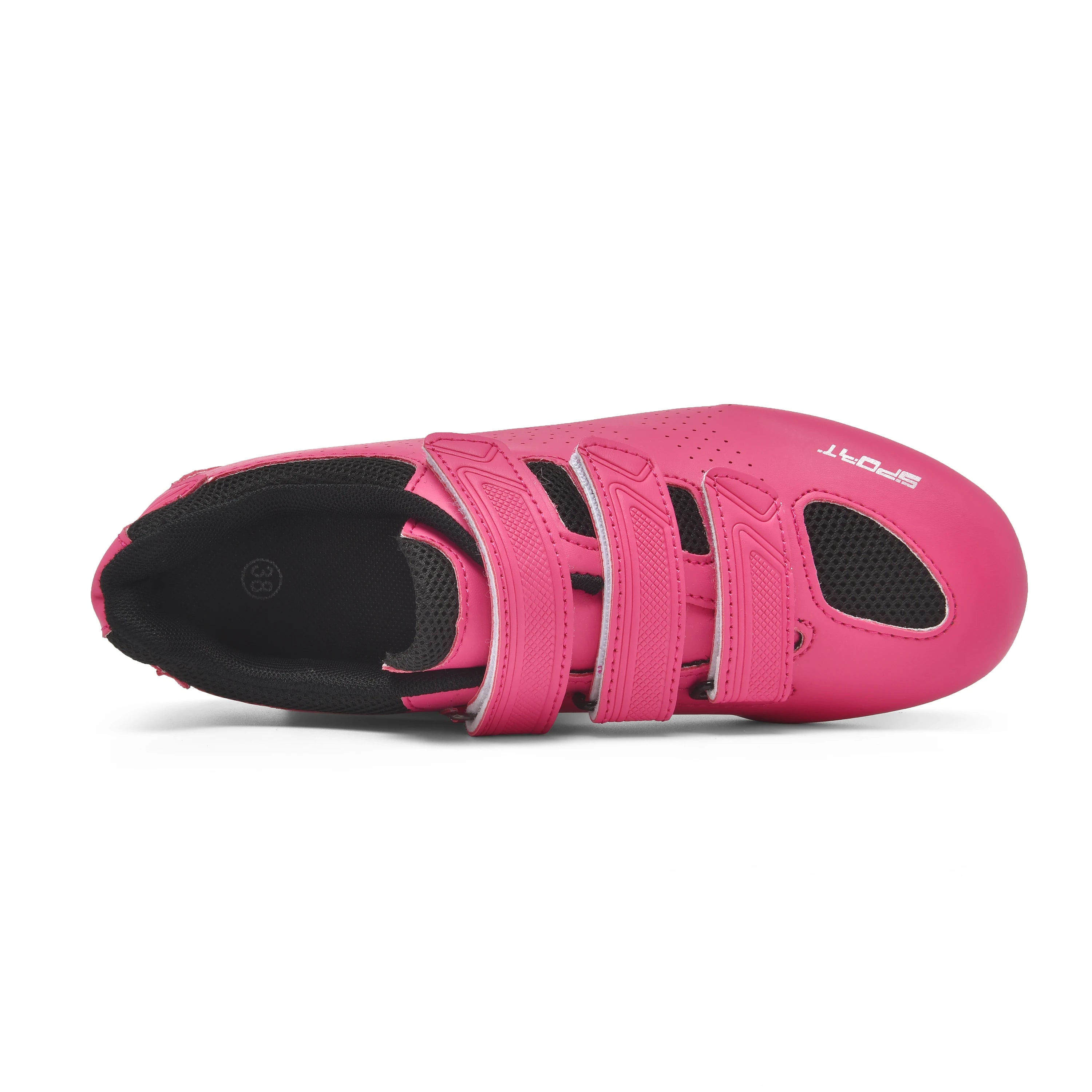 Women Cycling Shoes for Road or Mountain bike- With Cleats,  Cleatless, or flat rubber pink top view