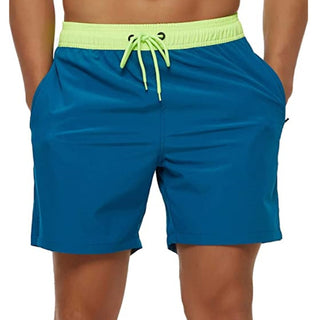 Buy kcyd5-green-blue Beach Shorts Elastic Closure Quick Dry Swim Shorts For Men