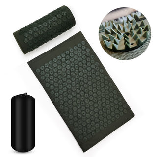 Buy army-green Massager Cushion and Massage Yoga Mat Acupressure Back Stress Relieve Mat