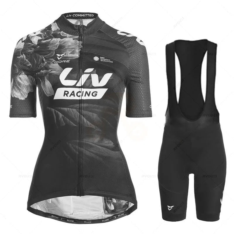 Cycling Jerseys and bib sets for Women Breathable summer Cycling Clothing dark cycling set 